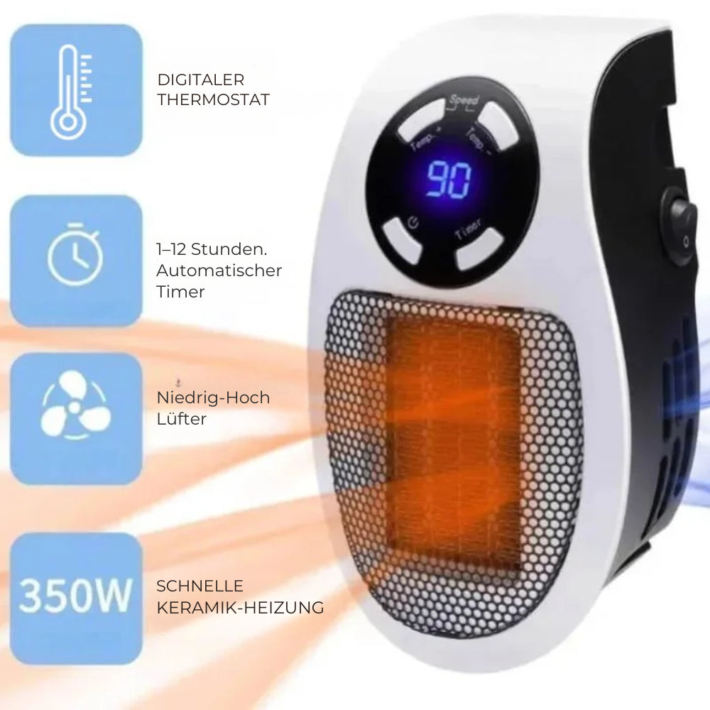 Portable Heater with Remote Control – Energy Efficient Warm Air Blower (EU Plug)