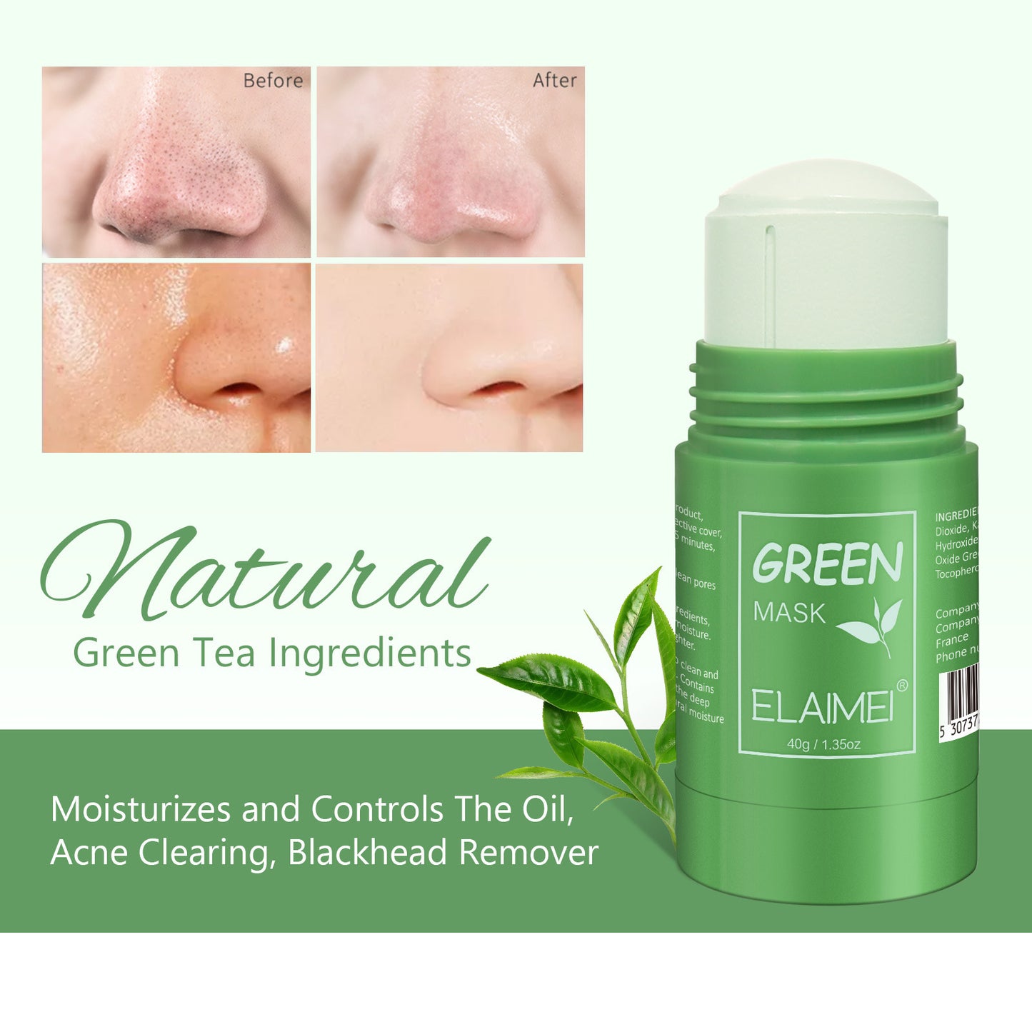 Green Tea Clay Mask Stick – Deep Cleansing & Oil Control